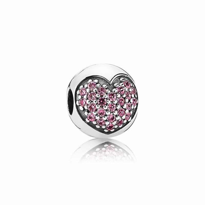 Pandora Love Of My Life Clip Charm Europe - Sterling Silver/Pink/Cubic Zirconia - 531490BDV